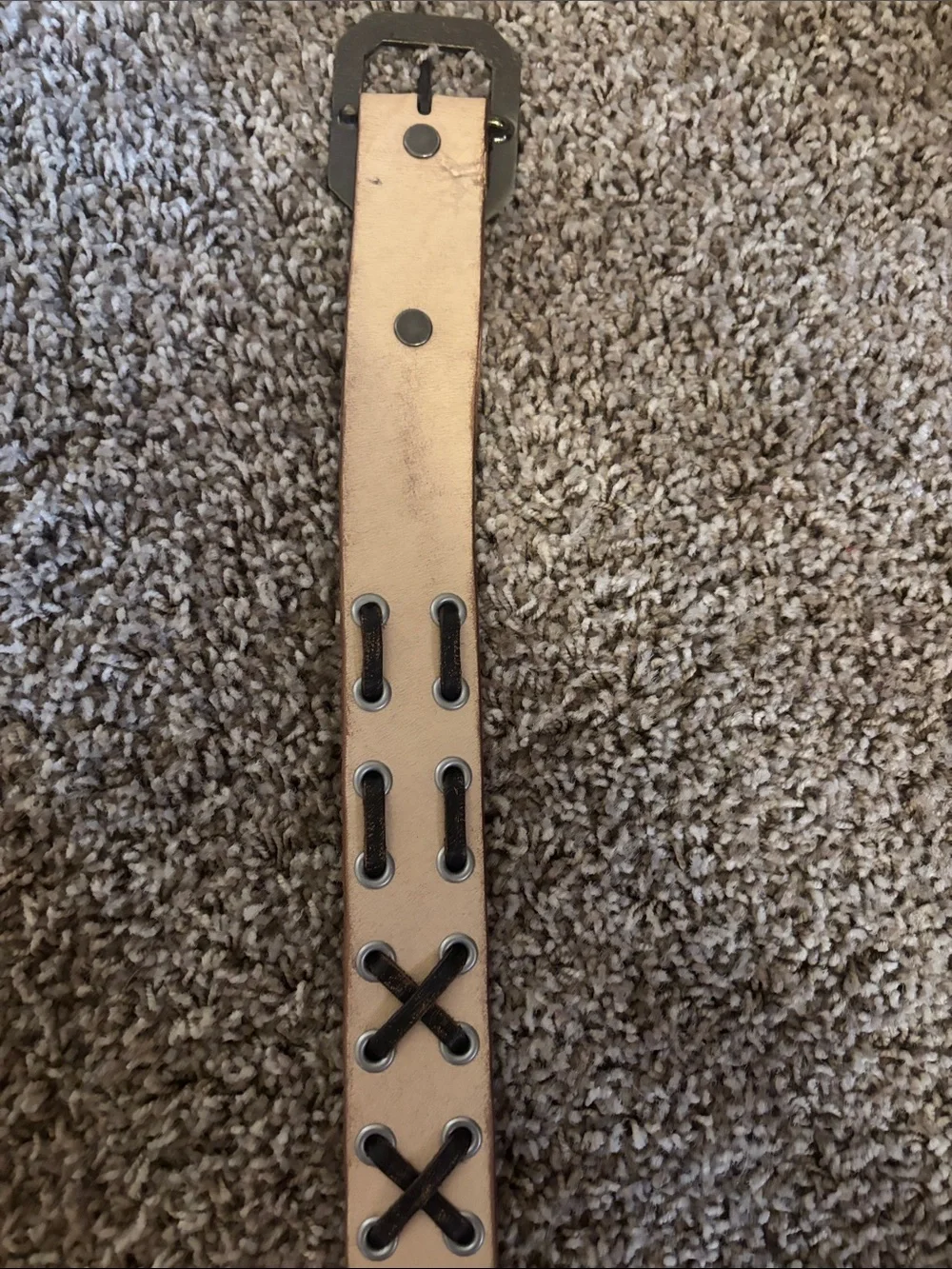 Vintage True Religion Tan Leather Belt with Dark Contrast Stitching